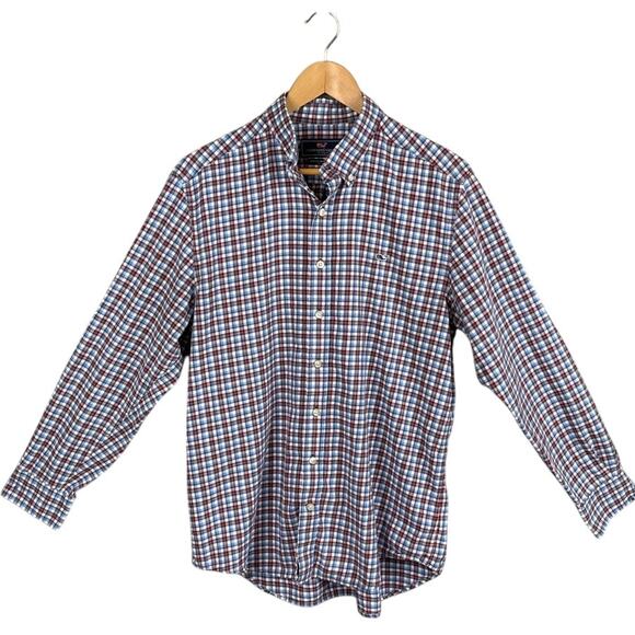 Vineyard Vines Mens Slim Fit Button Up Shirt Check Cotton Twill SZ L Fall Preppy - Picture 1 of 8